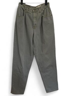 Vintage Eddie Bauer Pleated Denim Pants Sage Green High Rise Jeans - Size 12